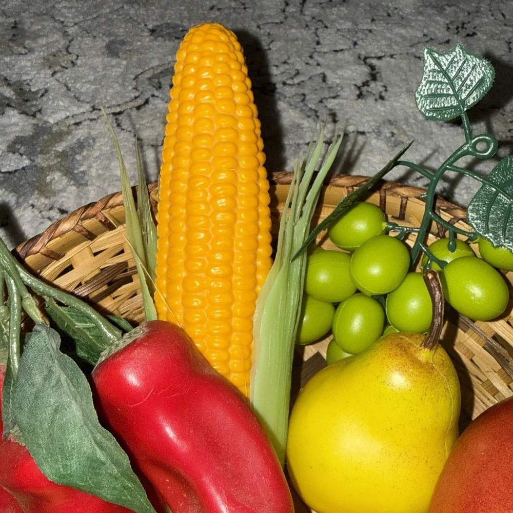 Decorative Fruit Vegetable Basket Lot Wicker Centerpiece Kitchen Display 12